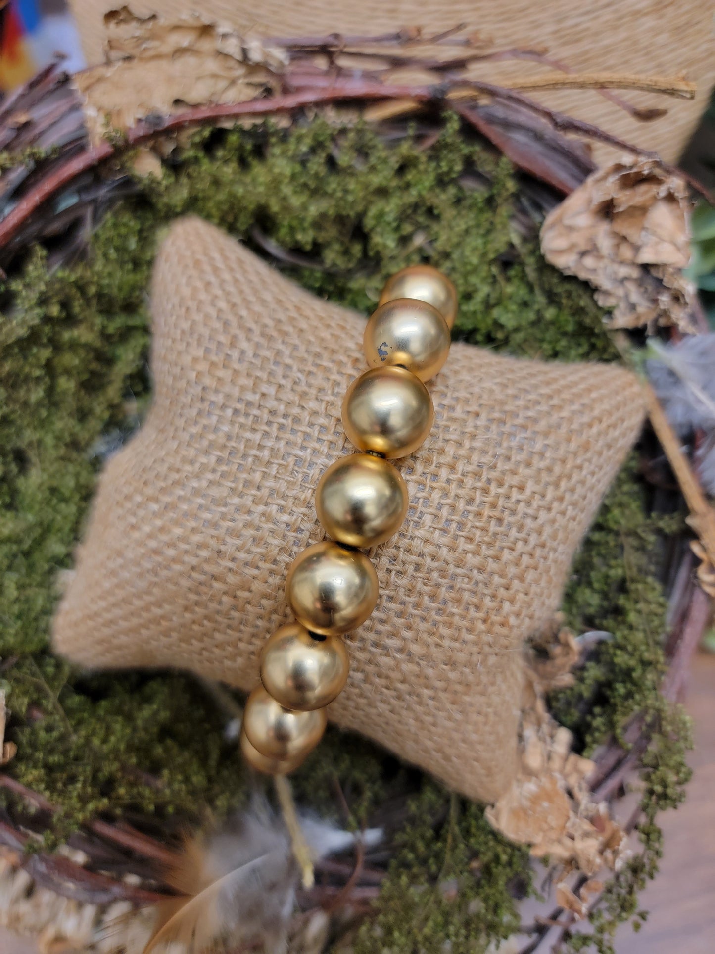 Gold Bead Stretch Accent Bracelet BP2904 - Yochi NY