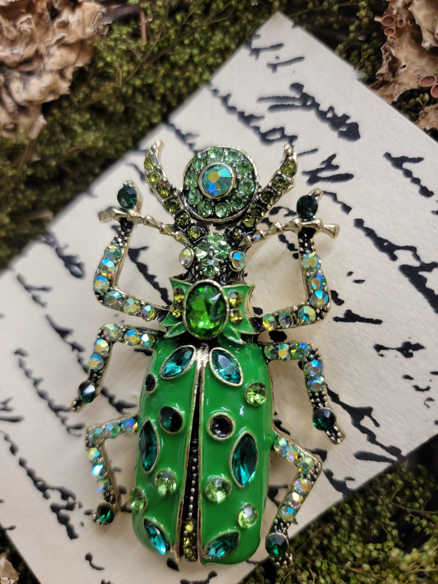 Emerald Green Beetle Brooch / Pin