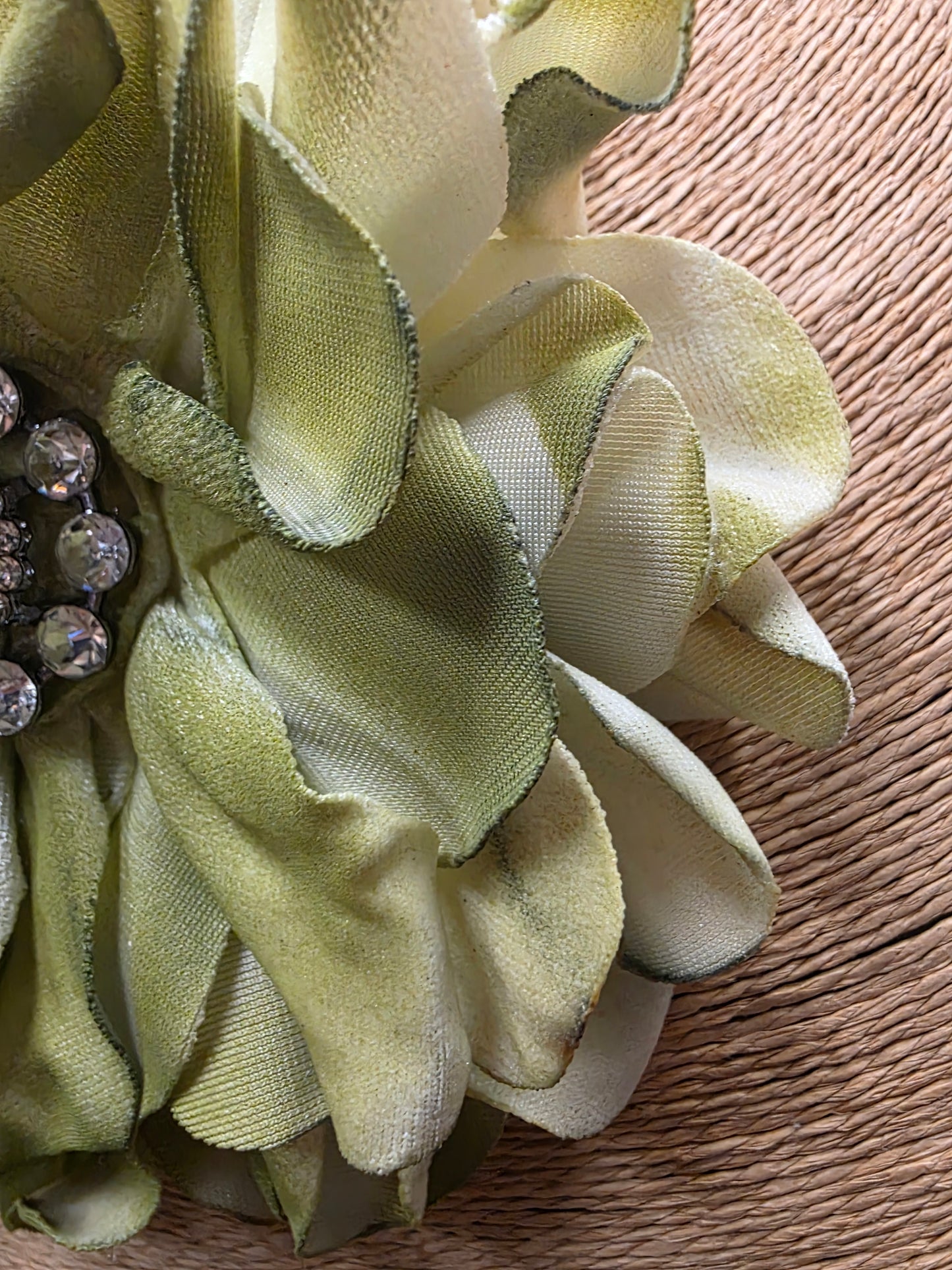 Fabric Hand-cut Floral Brooch - Distressed Green