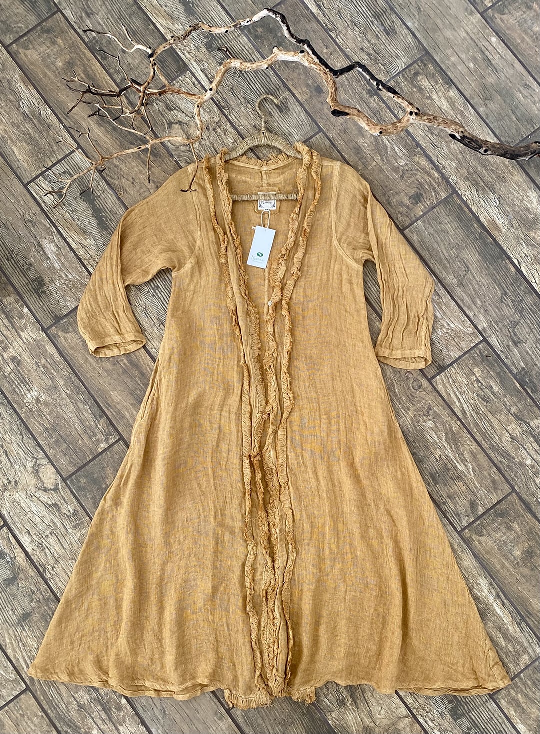 Linen Double Gauze Duster, Mustard - Namsar