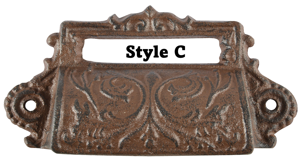 Cast Iron Drawer Pull with Label Holder