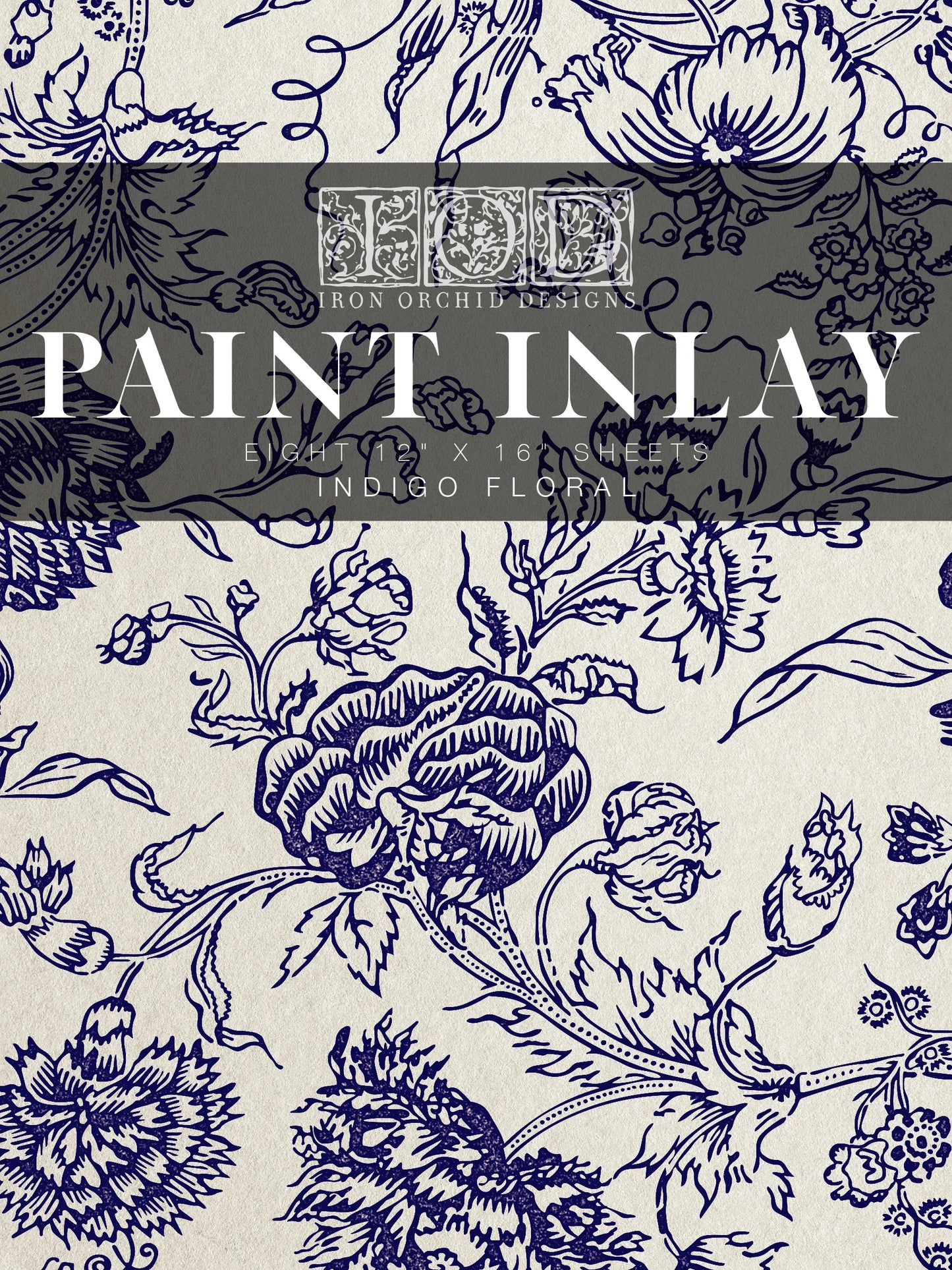 Indigo Floral - 8 Sheet, 12x16 Pad IOD Paint Inlay™ 𝑳𝒊𝒎𝒊𝒕𝒆𝒅 𝑹𝒆𝒍𝒆𝒂𝒔𝒆