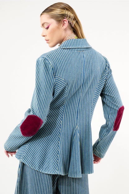 Alaia Stripe Denim Knitted Blazer / Jacket