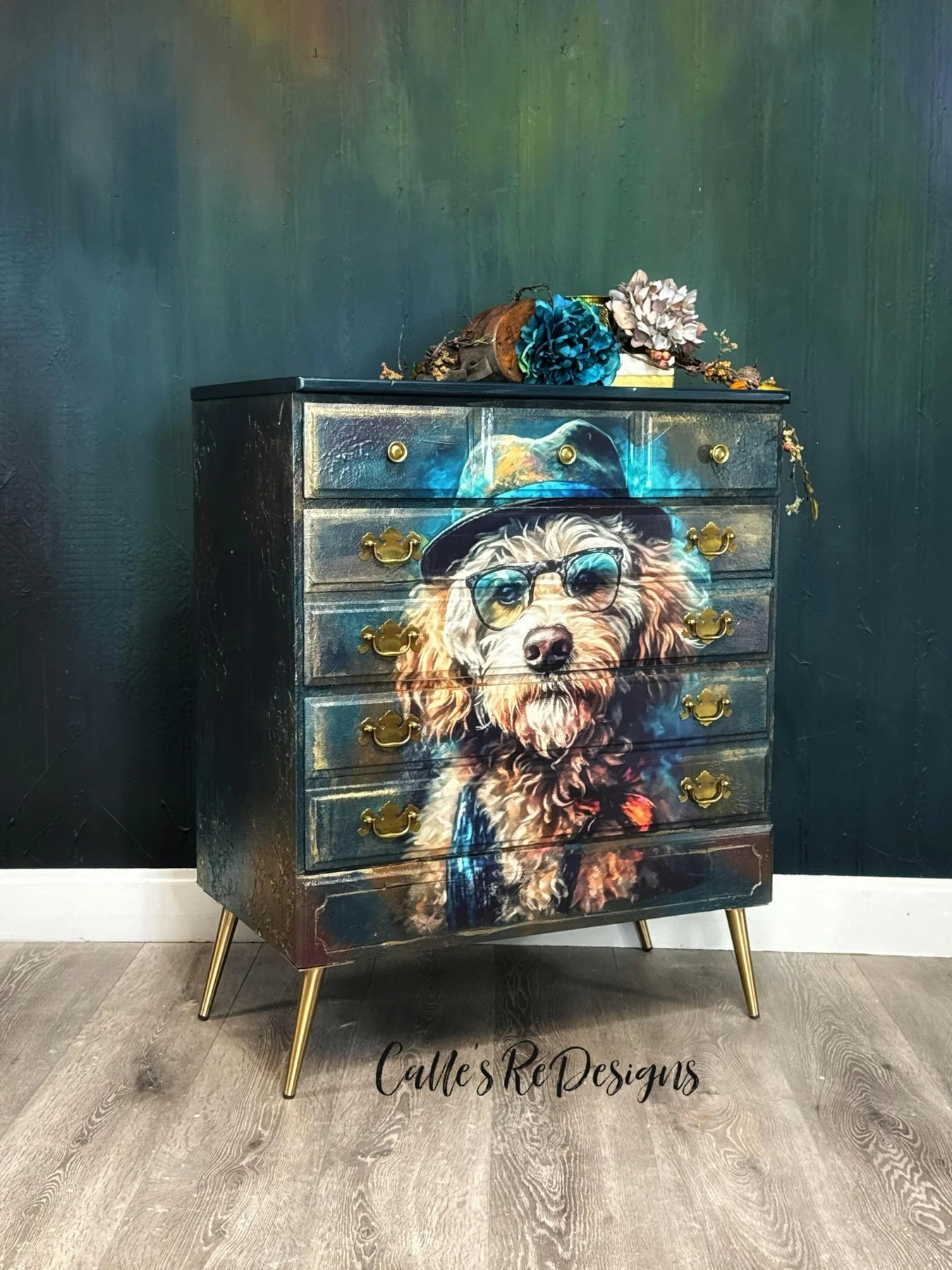 Doodle Bug Dog - Lg 21" x 29" Decoupage Paper by Whymsikel Designs
