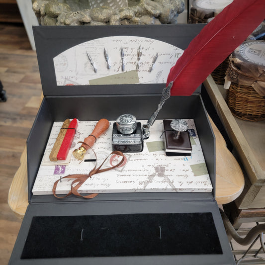 Ultimate Desk Writing Set - Burgundy Pen with Tudor Rose Stamp