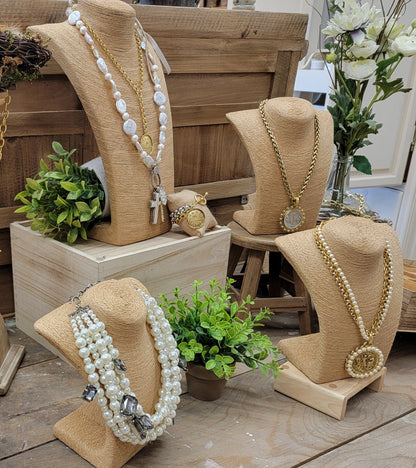 5 Strand Pearl Smokey Crystal Necklace