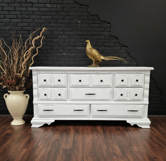 White Credenza 8 Drawer 66in L - (𝐏𝐢𝐜𝐤-𝐔𝐩 𝐎𝐧𝐥𝐲)