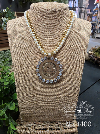 Chanel 31 Rue Paris Cambon Coin & Pearl & Crystal Necklace Style 1400 - Yochi NY