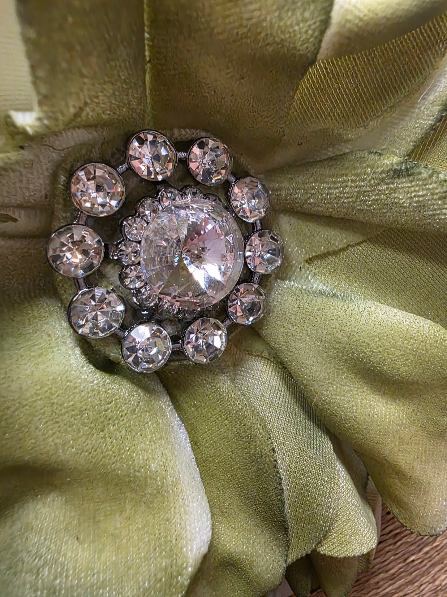 Fabric Hand-cut Floral Brooch - Distressed Green