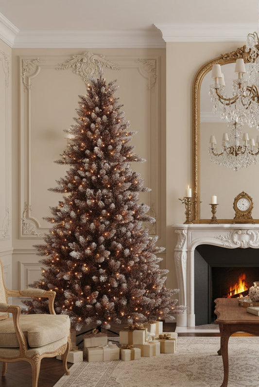 Unique Faux Bronzed Spruce & Tinsel 7.5ft Pre-Lit Christmas Tree - (𝐏𝐢𝐜𝐤-𝐔𝐩 𝐎𝐧𝐥𝐲)