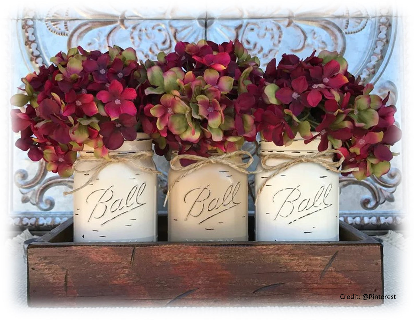 Tabletop Painted Jar & Floral Display