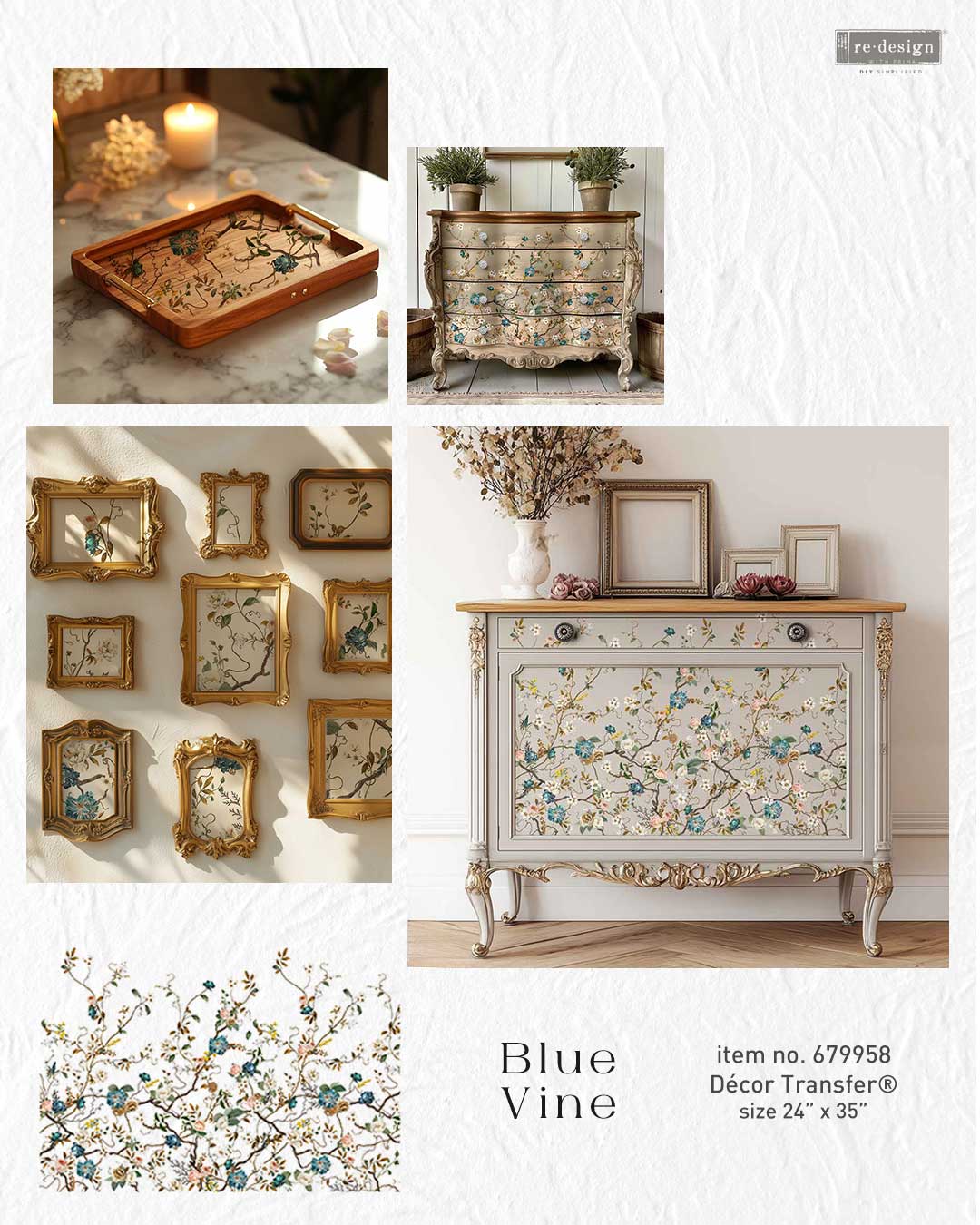 Blue Vine 24"x35" (4-Sheets) - Decor Transfers®