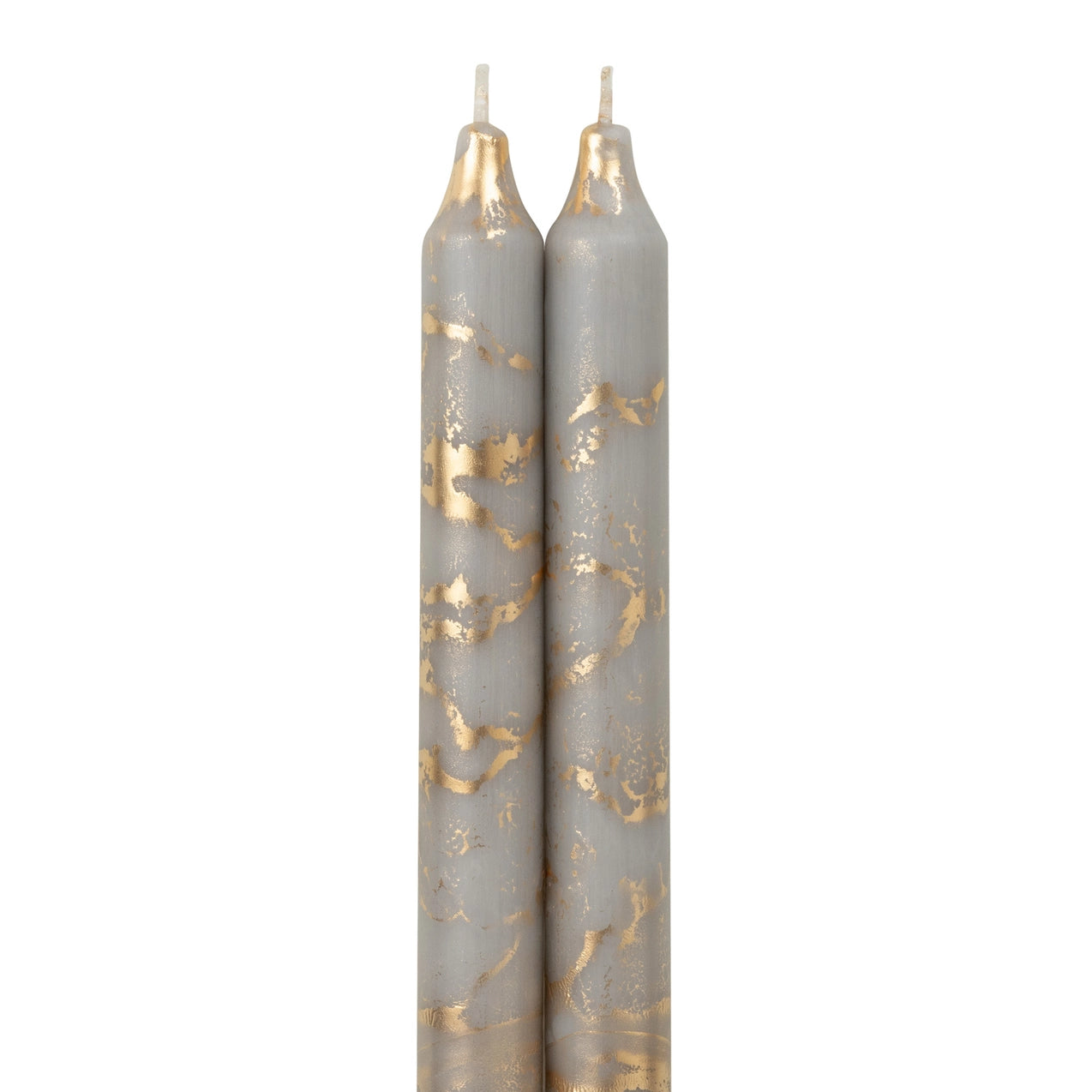 12" Decorative Taper Candles 2pk - Stone w/ Gold