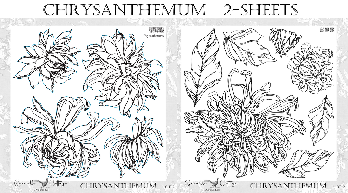 Chrysanthemums 2-Sheet Set - IOD Decor Stamp RETIRED