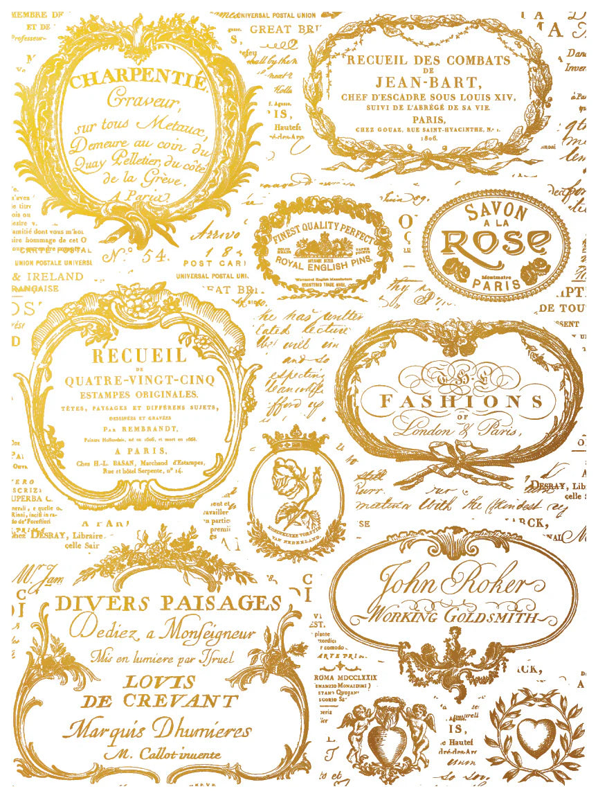 Etiquettes - Gilded Collection - 4 Sheet, 12x16 Pad IOD Decor Transfer™