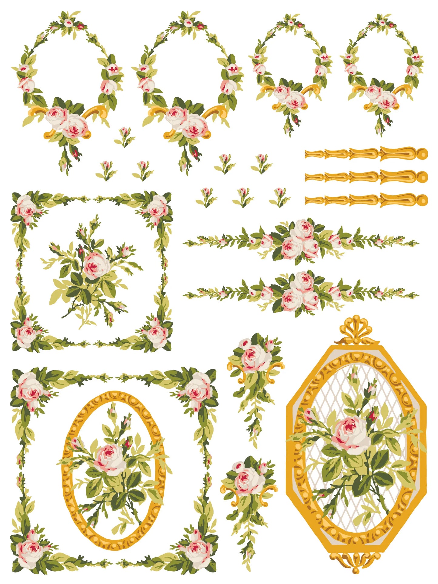 Petite Fleur Pink - 4 Sheets, 12x16 Pad IOD Paint Inlay™