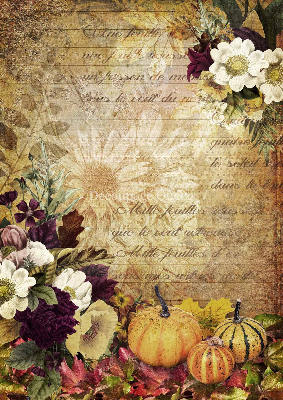 Autumn Message - A4 8.3 x 11.7 Rice Paper by Decoupage Queen