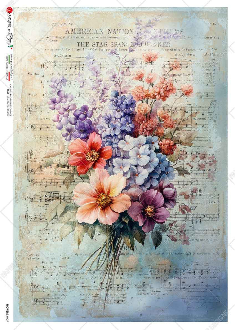 Soft Floral Arrangement 0437 - A3 11.7 x 16.5 Rice Paper by Paper Designs