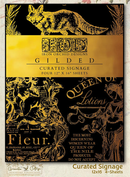 Curated Signage - Gilded Collection - 4 Sheet, 12x16 Pad IOD Decor Transfer™