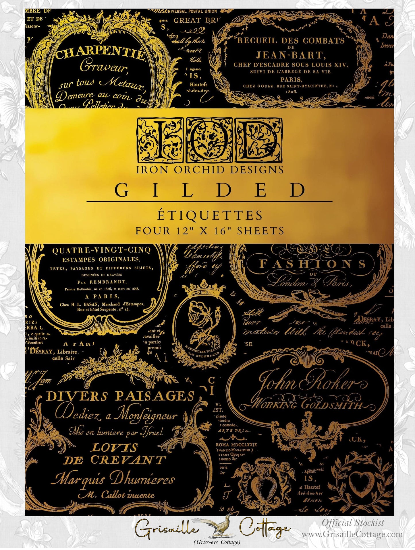 Etiquettes - Gilded Collection - 4 Sheet, 12x16 Pad IOD Decor Transfer™