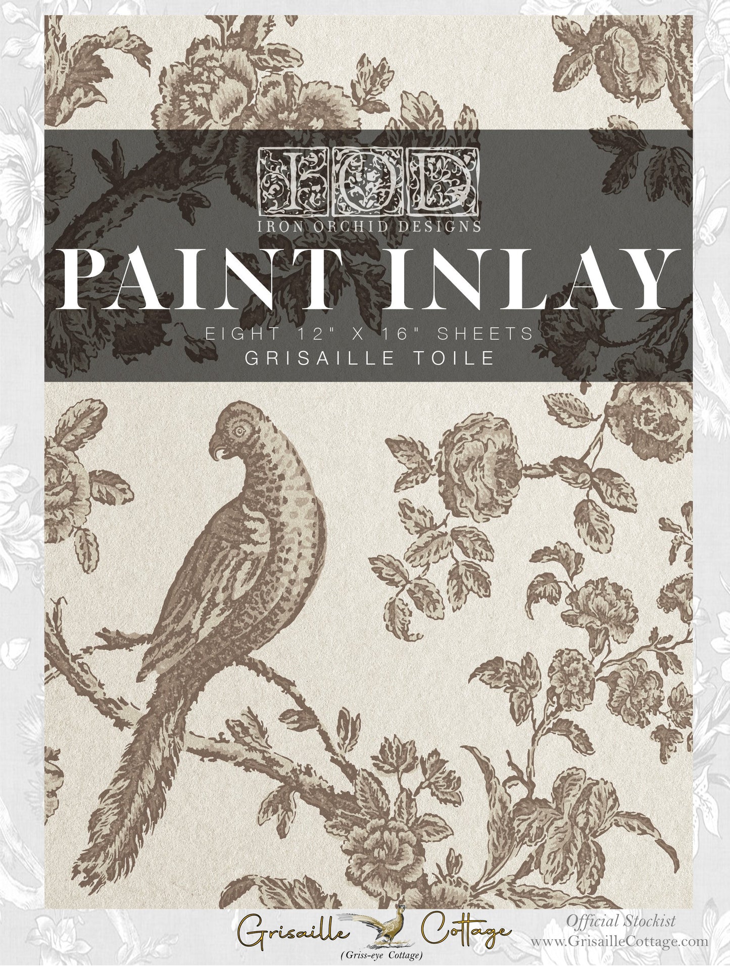 Grisaille Toile - 8 Sheet, 12x16 Pad IOD Paint Inlay™