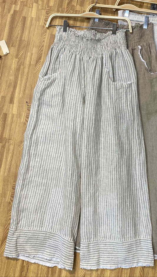 Linen Smocked Parallel Pant - Namsar