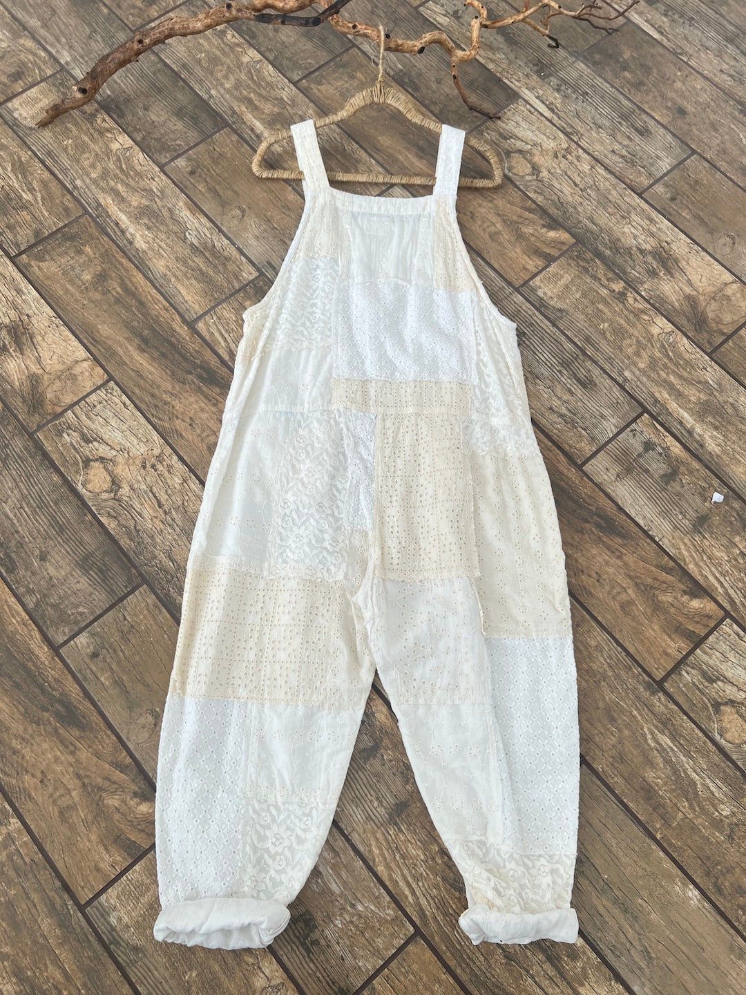 Lace Cotton Patched Overalls - Namsar