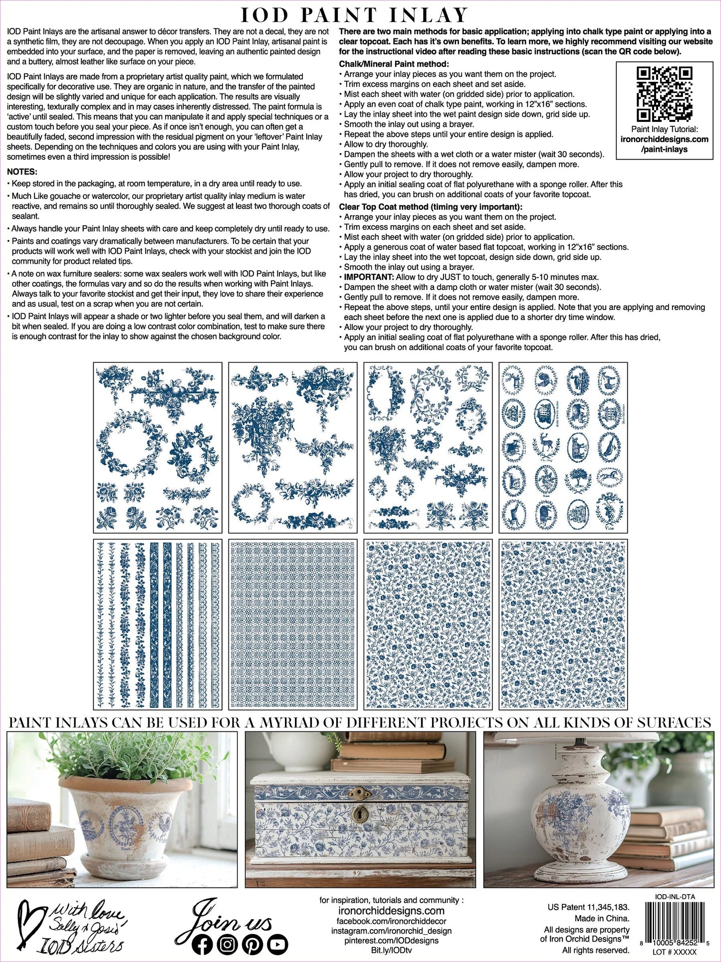 Delft Traditions Azure - 8 Sheet, 12x16 Pad IOD Paint Inlay™