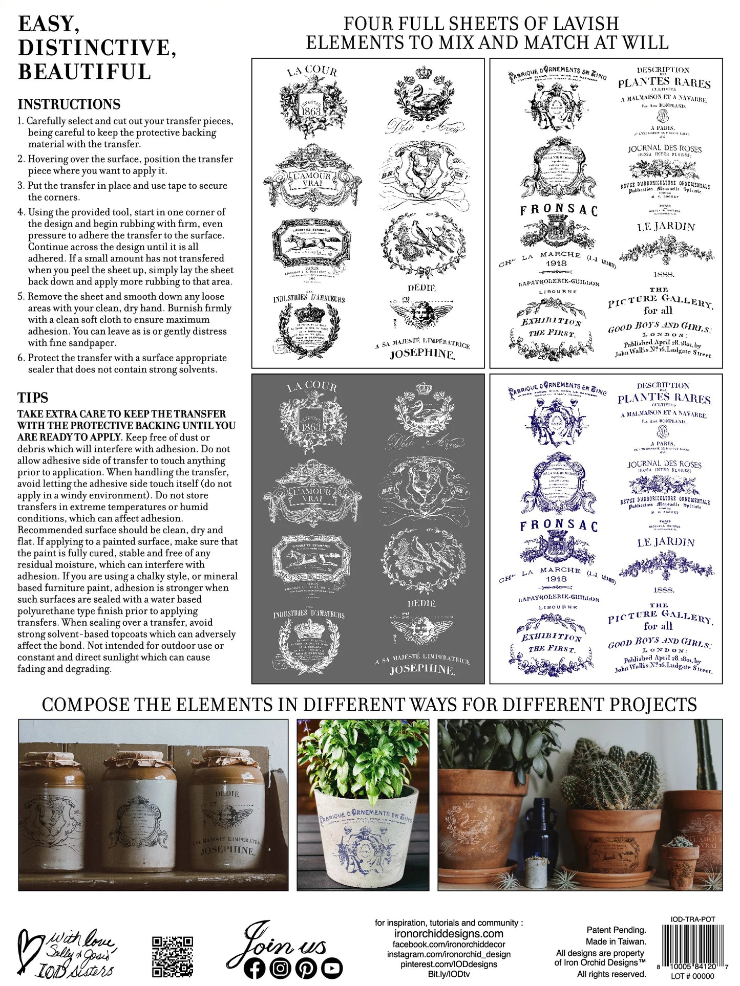 Traditional Pots - 4 Sheets, 12x16 Pad IOD Decor Transfer™