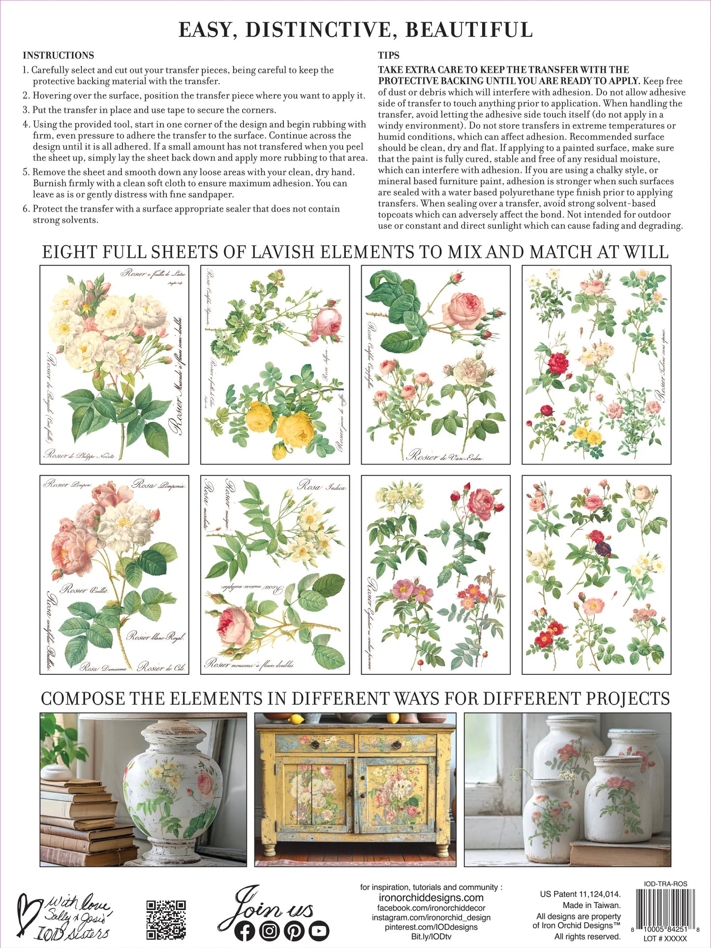 Rose Botanicals 8-Sheets, 12x16 Pad - IOD Decor Transfer™