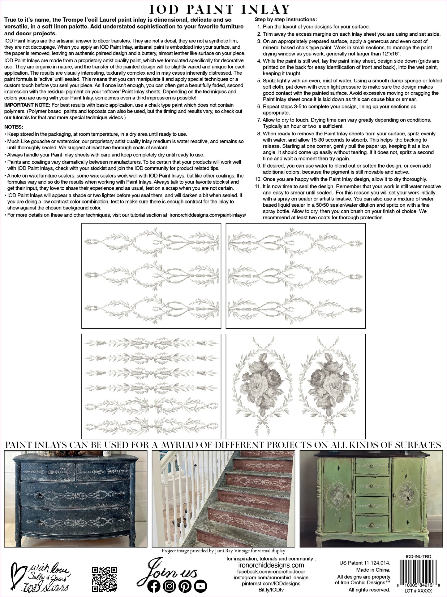 Trompe Le' Oeil Laurel - 4 Sheet, 12x16 Pad IOD Paint Inlay™