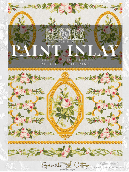 Petite Fleur Pink - 4 Sheets, 12x16 Pad IOD Paint Inlay™ 𝑳𝒊𝒎𝒊𝒕𝒆𝒅 𝑹𝒆𝒍𝒆𝒂𝒔𝒆