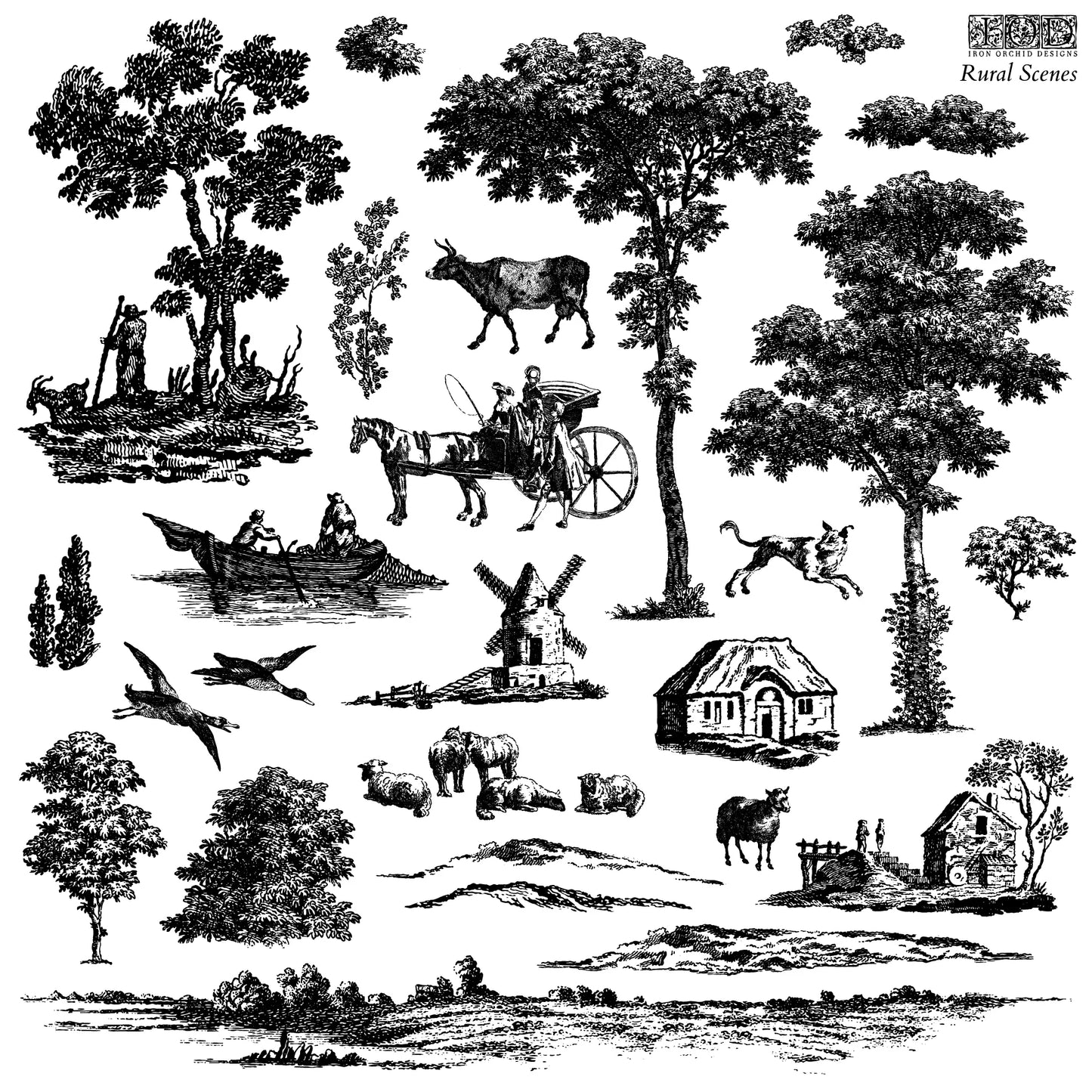 Rural Scenes 2-Sheet Set - IOD Decor Stamp