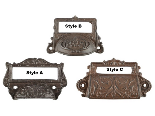 Cast Iron Drawer Pull with Label Holder