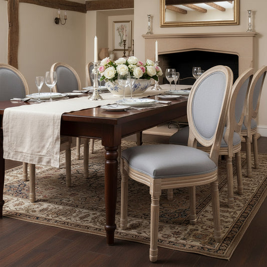 French Limewash Upholstered Dining Chair, Grey - (𝐏𝐢𝐜𝐤-𝐔𝐩 𝐎𝐧𝐥𝐲)