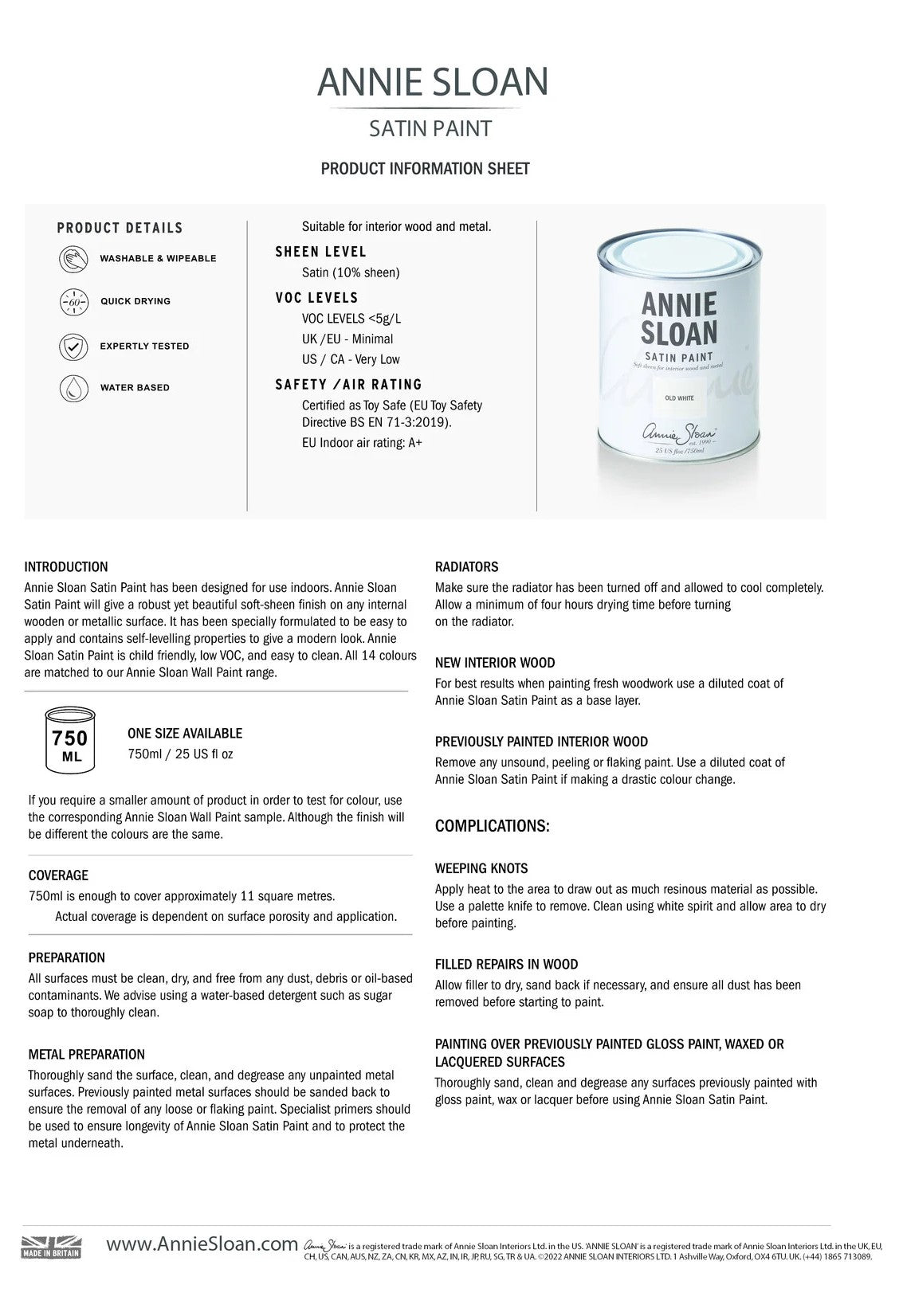 Pure - Annie Sloan Satin Paint 750ml