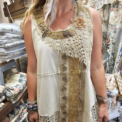 Crochet Fancy Vintage Button Cami - A Rare Bird