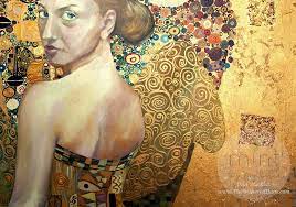 Beautiful Woman in Gold 23x33 - MINT by Michelle