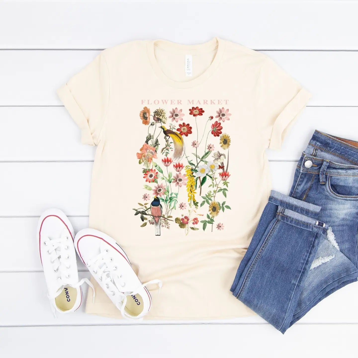 Flower Market Tee, Natural