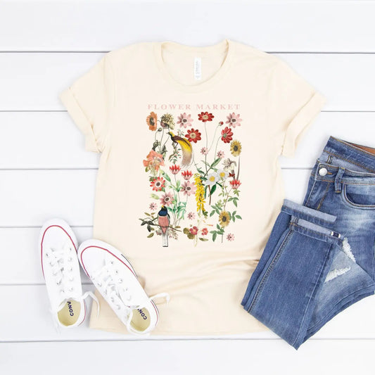 Flower Market Tee, Natural
