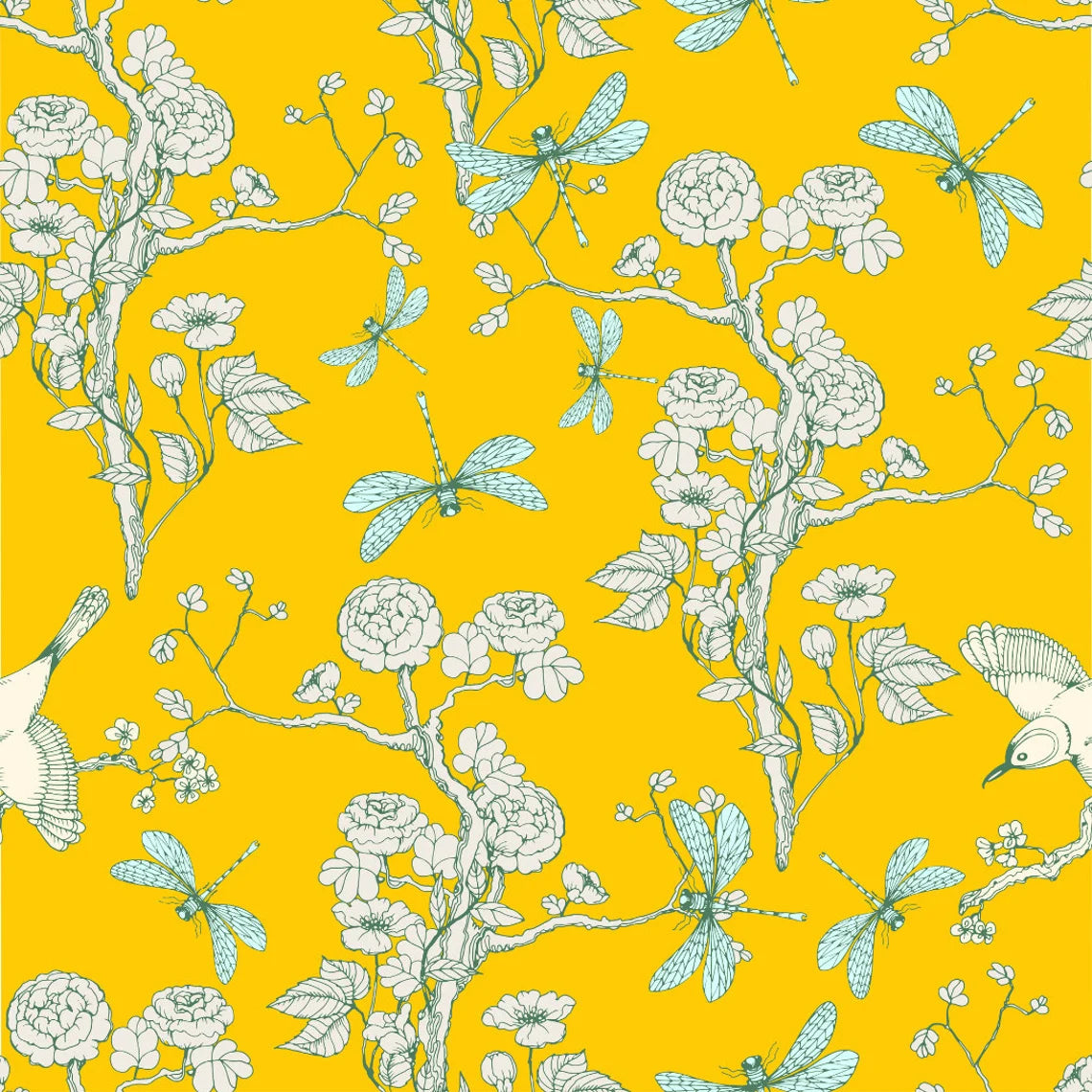 Yellow Chinoiserie Tissue Paper, 3ea 13.7in Sq - MINT by Michelle