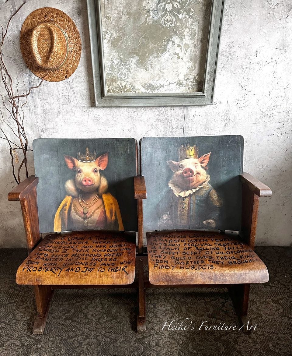 King Porkton Pig - Lg 21" x 29" Decoupage Paper by Whymsikel Designs