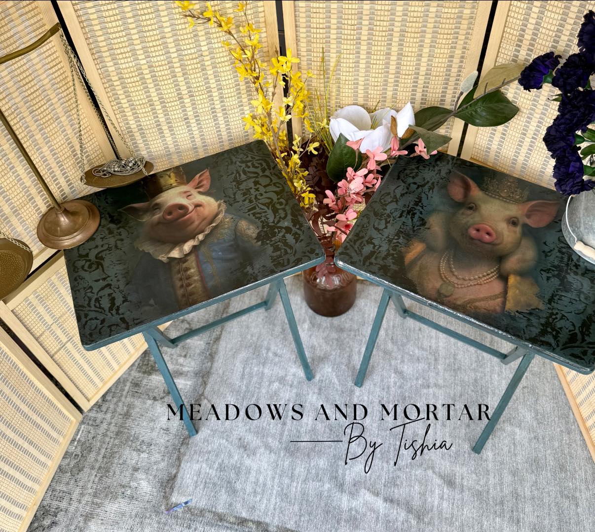 King Porkton Pig - Lg 21" x 29" Decoupage Paper by Whymsikel Designs