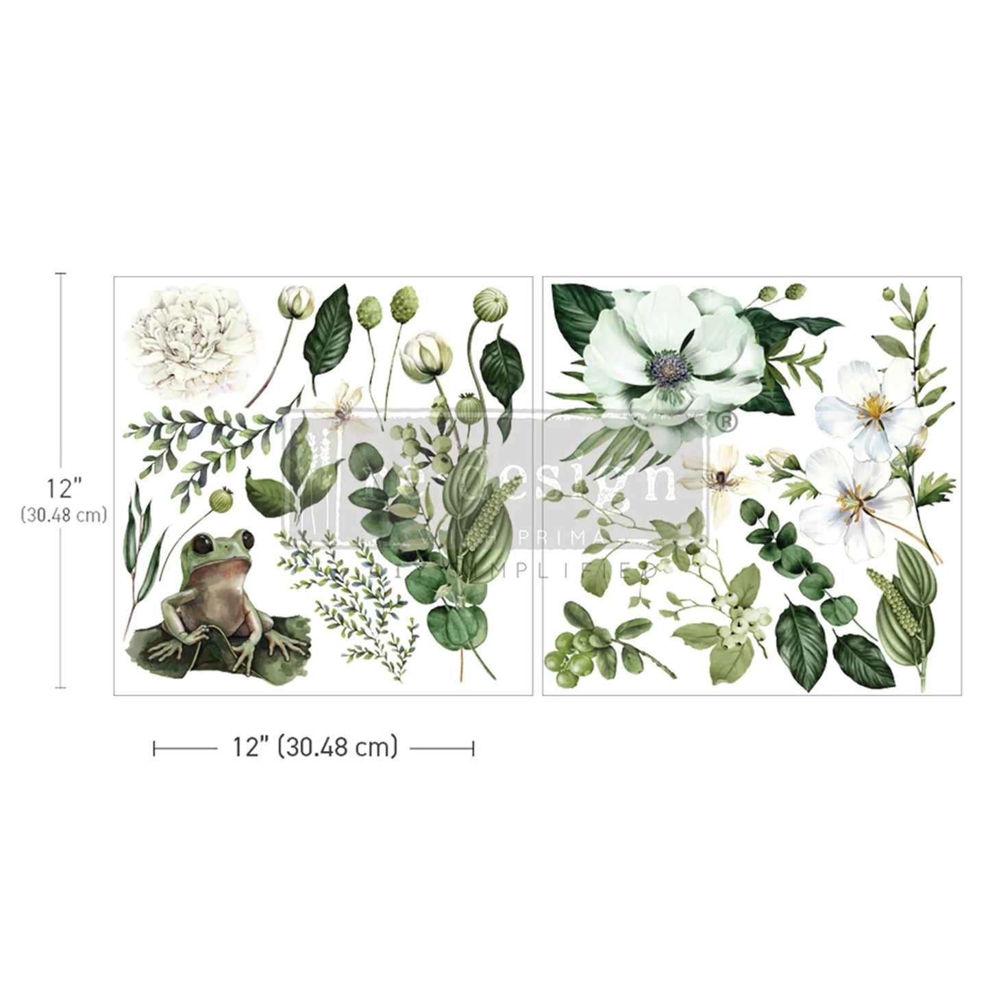 Froggy Meadow Greens 12inx12in (2-Sheets) - Redesign Decor Transfer®