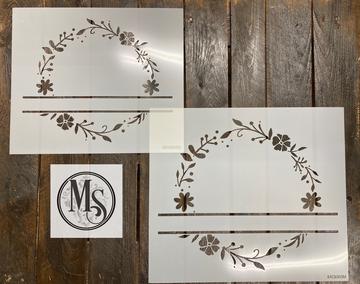 Floral Leaf Wreath Stencil