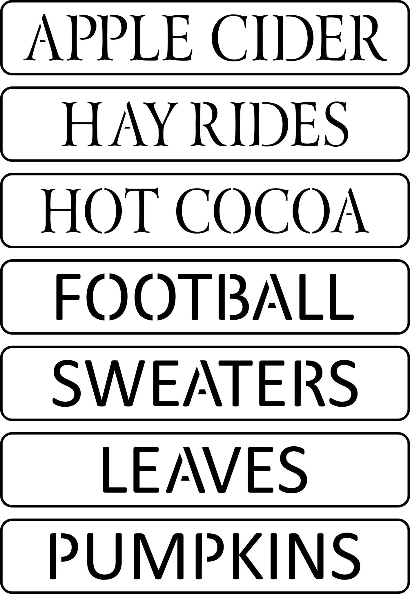 Fall Word Pack of 7 - JRV Stencil Co